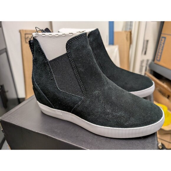 Sorel Women's 5 Out N About Slip-On Wedge Bootie Black White Waterproof size 8 - Picture 3 of 12